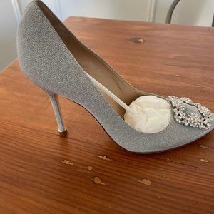 Manolo Blahnik Hangisi Embellished Shimmer Pumps